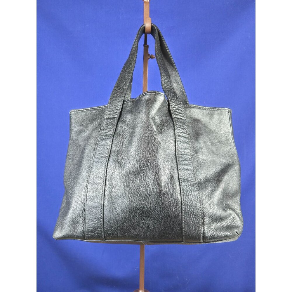 Banana Republic black leather satchel tote handbag purse